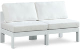Nizuc - Outdoor Patio 2 Seat Armless Modular Sofa With White Frame