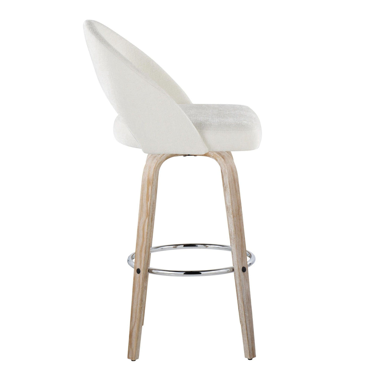 Renee - Upholstered Fixed-Height Barstool (Set of 2) - Whitewashed Wood