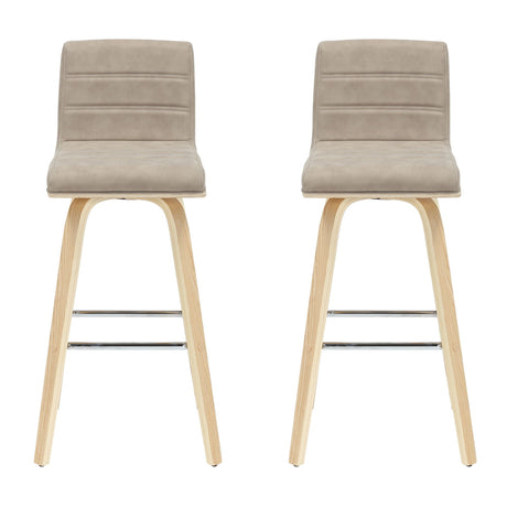 Vienna - 39.5" Swivel Bar Height Square Back Wood Bar Stool With Faux Leather Seat