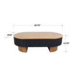 Elliptical Living Room Coffee Table With Hidden Storage And Removable Tabletop
