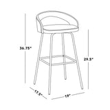 Grotto - Upholstered Fixed-Height Barstool - Black Metal