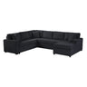 Oversized Sectional U-Shaped Sofa With Chaise Lounge And Three Soft Throw Pillows