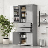Multi Functional Storage Cabinet With Adjustable Shelves, 2 Drawers, Door Shelves