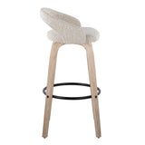 Grotto - Upholstered Fixed-Height Barstool (Set of 2) - Whitewashed Wood, Black Metal