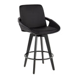 Cosmo - Fixed-Height Counter Stool (Set of 2) - Black Bamboo Base, Black Footrest