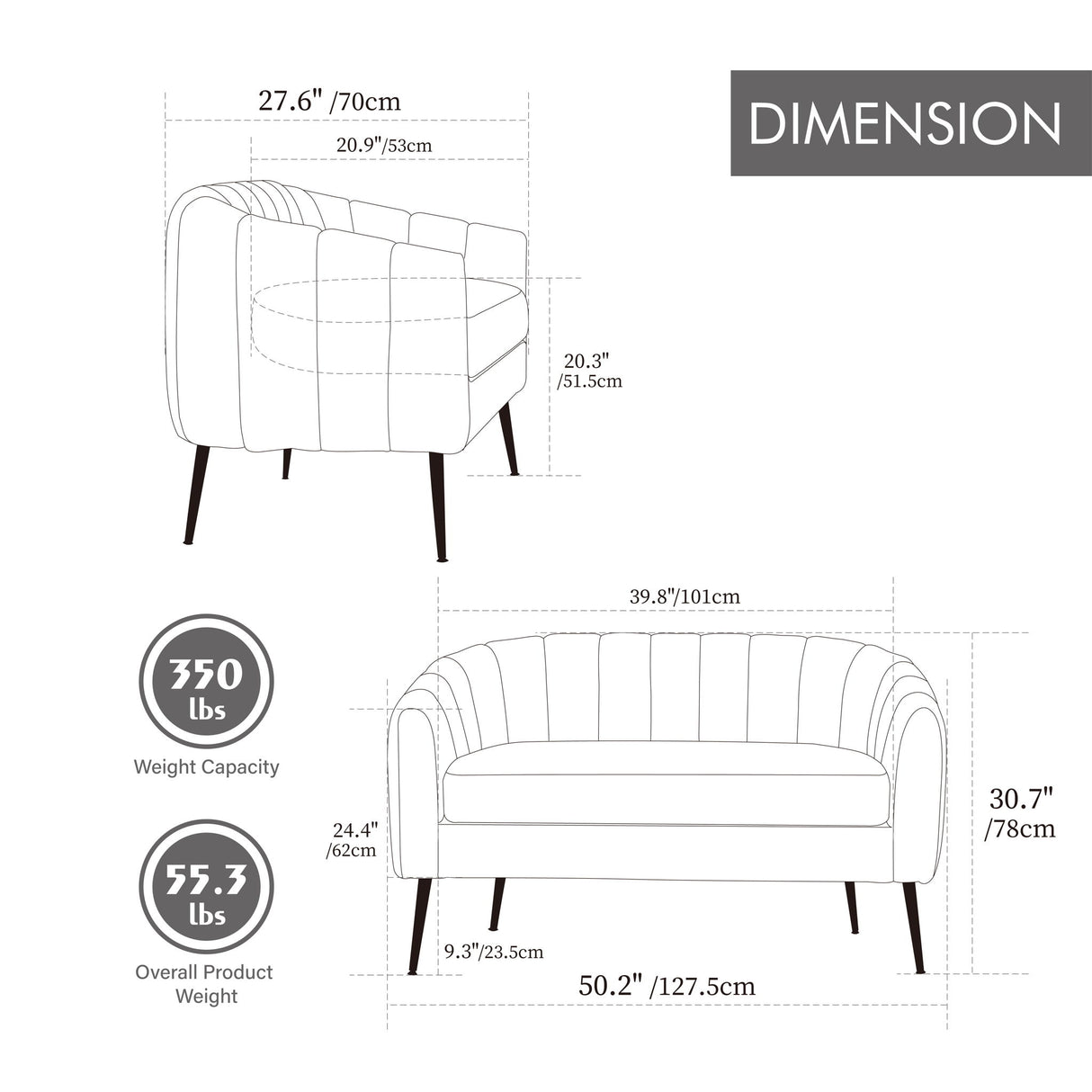 Glam Mini Loveseat, Accent Couch