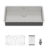Ada-Compliant 27" Undermount Sink, Low Depth Single Bowl - Brushed Nickel