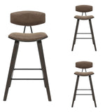 Fox - Bar Height Curved Back Wood Bar Stool With Faux Leather Seat