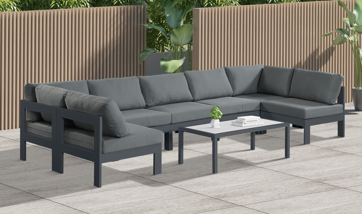 Nizuc - Outdoor Patio 7 Piece Modular Sectional With Gray Frame