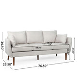 Diaphanous - Upholstered 3 Seater Sofa With 2 Accent Pillows And Wood Legs