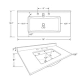 Basin Sink, 0.6" Ultra Thin Profile, Triple Faucet Holes