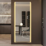 Frameless Full Length LED Mirror With 3 Color Changing Light And Explosion Proof Glass - Silver