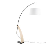 Robyn - Floor Lamp - Natural Wood And White Linen Shade