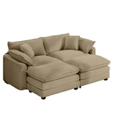 Modern Oversized Modular Cushion Sofa With Ottoman, Low Back, Deep Seating Sofa Set