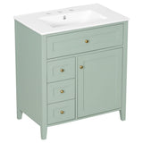 Modern Bathroom Vanity With Sink, 3 Drawers And Adjustable Shelf