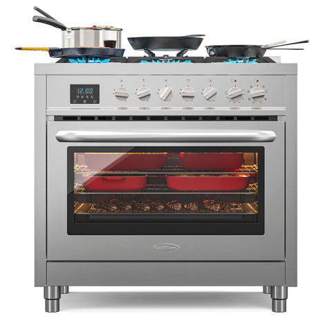 36 in. Professional Dual Fuel Range in Stainless Steel with Legs, 4.3 cu. ft. KM-FR36DF-SS