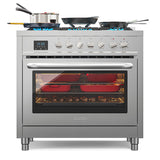 36 in. Professional Dual Fuel Range in Stainless Steel with Legs, 4.3 cu. ft. KM-FR36DF-SS