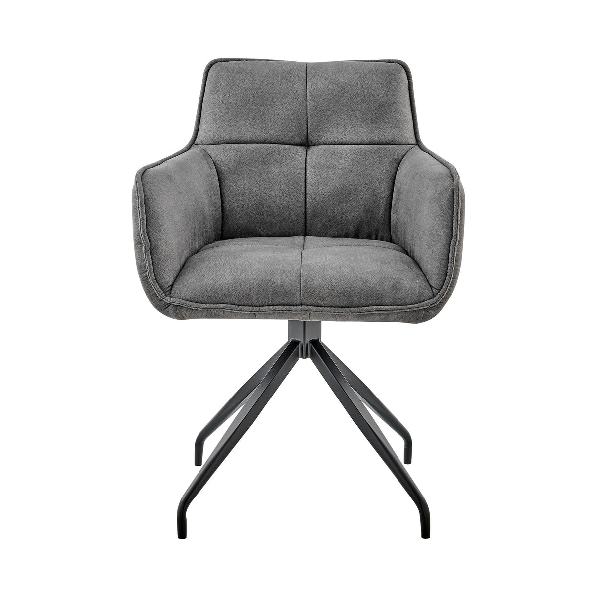 Noah - Fabric And Metal Legs Dining Room Accent Chair (Set of 2) - Charcoal / Black