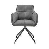 Noah - Fabric And Metal Legs Dining Room Accent Chair (Set of 2) - Charcoal / Black