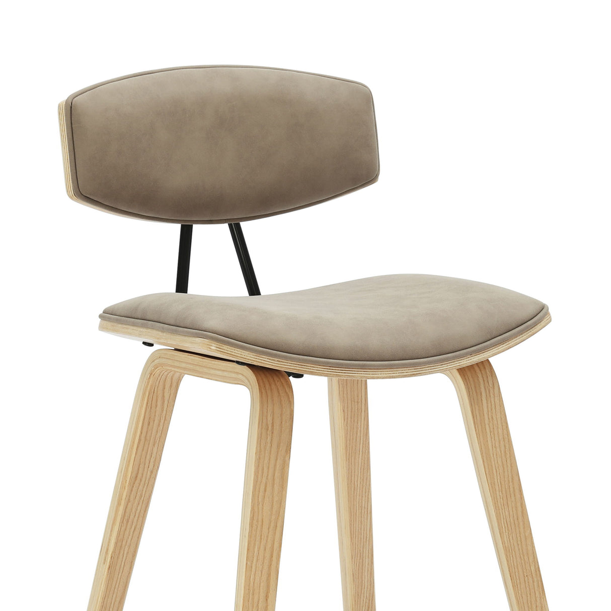 Fox - Counter Height Curved Back Wood Bar Stool With Faux Leather Seat