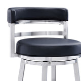 Titana - Swivel Faux Leather And Brushed Stainless Steel Bar Stool