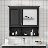 Wall Mounted Mirror Medicine Cabinet, Bathroom Storage With Doors And Open Shelves