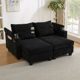 Convertible Chaise Lounge Sofa Chair With USB Ports, Cup Holders, Phone Holder And Storage
