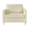 Accent Chair Upholstered Single Sofa With Square Arms, Sewn Pillow Back For Living Room