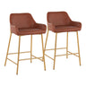 Daniella - Fixed-Height Counter Stool With Gold Frame (Set of 2)