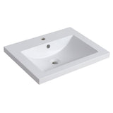 Bathroom Vanity Top With Integrated Sink, Center Basin, 1 Piece Countertop With Pre Drilled Faucet Hole - Glossy White