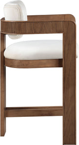 Sacha - Velvet Stool With Brown Base