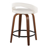 Grotto - 31" Upholstered Fixed-Height Counter Stool (Set of 2) - Walnut Wood Base