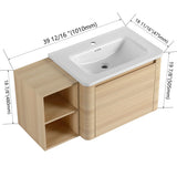 Wall Mounted Bathroom Vanity & Sink, Storage Shelves & Soft Close Door