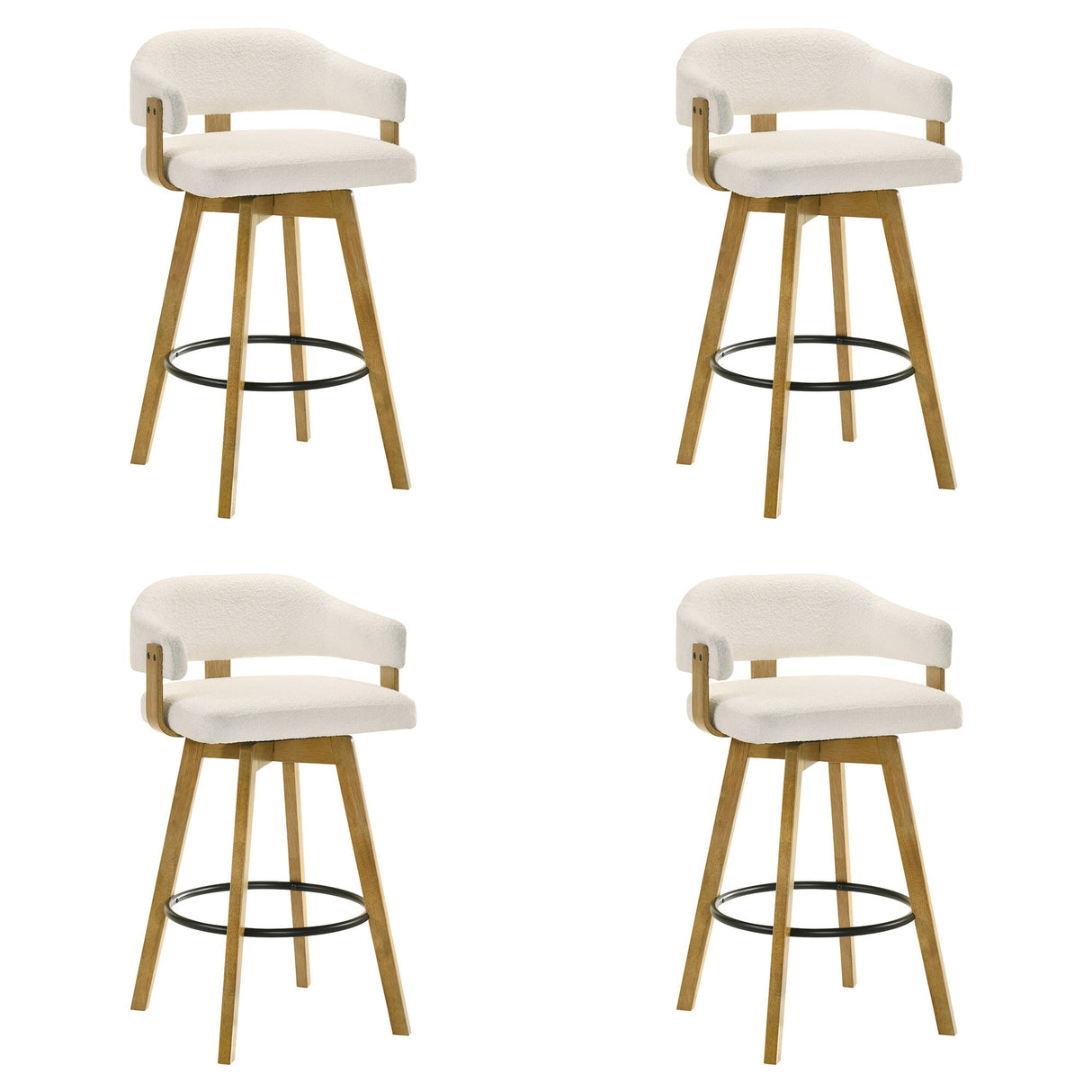 Callah - Contemporary Natural Wood Bar Height Kitchen Bar Stool