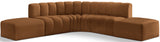 Arc - Velvet 6 Piece Corner Modular Sofa - Saddle