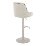 Studded - Marcel Adjustable Barstool (Set of 2) - Pearl Grey Metal