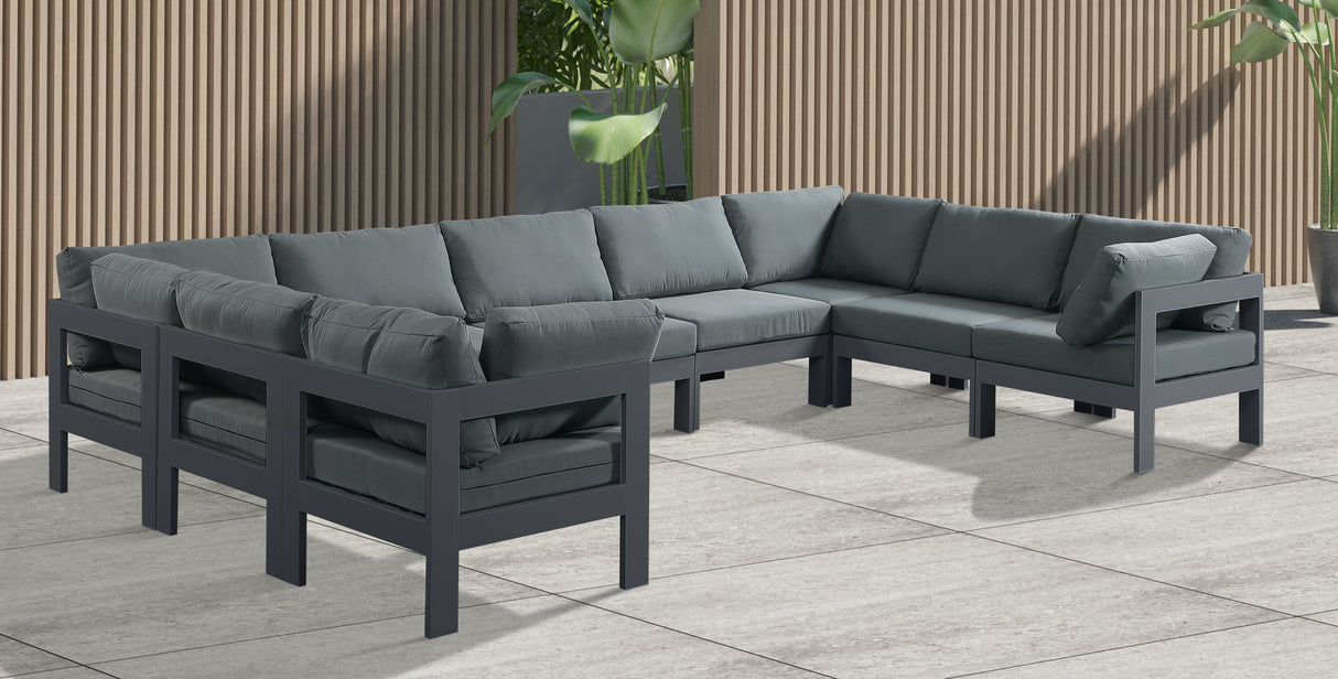 Nizuc - Outdoor Patio 9 Piece Modular Sectional With Gray Frame
