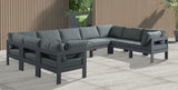 Nizuc - Outdoor Patio 9 Piece Modular Sectional With Gray Frame