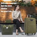 Softside Luggage 3 Piece Set With Duffel Bag 22" / 26" / 30" Lightweight Expandable Spinner Travel Case - Army Green