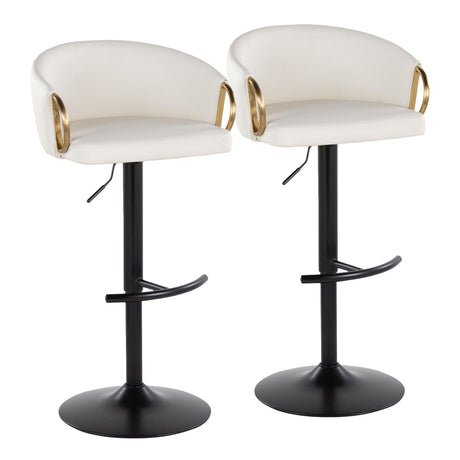 Claire - Adjustable Barstool With Rounded T Footrest (Set of 2) - Black Metal With Gold Metal Accent
