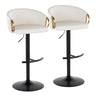 Claire - Adjustable Barstool With Rounded T Footrest (Set of 2) - Black Metal With Gold Metal Accent