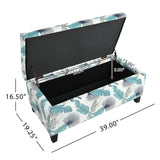 Charming Floral Storage Ottoman With Upholstered Fabric