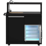 Forno FODKT2582BLK 90 Inch Outdoor Grill with 62,600 BTU BBQ Grill, Stainless-Steel Burners, Halogen Cooking Lights, Stone Countertop, Stain / Rust Resistant, Bar Beverage Center, and Sink Module