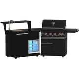 Forno FODKT2582BLK 90 Inch Outdoor Grill with 62,600 BTU BBQ Grill, Stainless-Steel Burners, Halogen Cooking Lights, Stone Countertop, Stain / Rust Resistant, Bar Beverage Center, and Sink Module