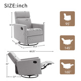 Modern Upholstered Rocker Nursery Chair Plush Seating Glider Swivel Recliner Chair