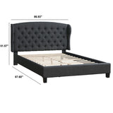 Bed With Adjustable Button Tufted Headboard