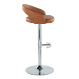 Grotto - Upholstered Adjustable Barstool - Chrome Metal Base