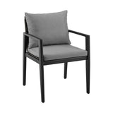 Cayman - Outdoor Patio Dining Chairs With Arms In Aluminum With Gray Cushions - (Set Of 2)
