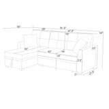 Upholstered Sectional & Pull Out Bed And Chaise Storage - Almond