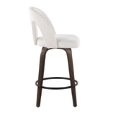 Ava - Upholstered Fixed-Height Barstool (Set of 2) - Walnut Glazed Wood Base